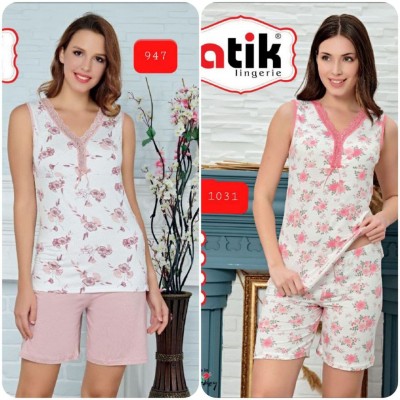 Moteriška pižama su šortukais, viskozė 90%, elastanas 10%, pagaminta Turkijoje. Labai aukšta gaminio kokybė.